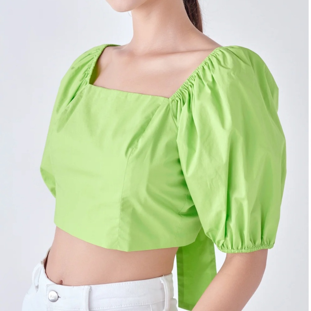 ENGLISH FACTORY green open back crop top